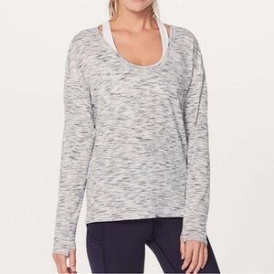 lululemon Meant To Move Long Sleeve in a white and black tiger space dye pattern